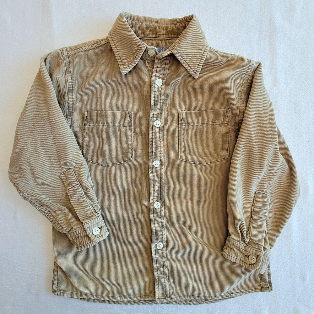 The Children's Place Tan Corduroy Button Up Long Sleeve Shirt Size S 5/6